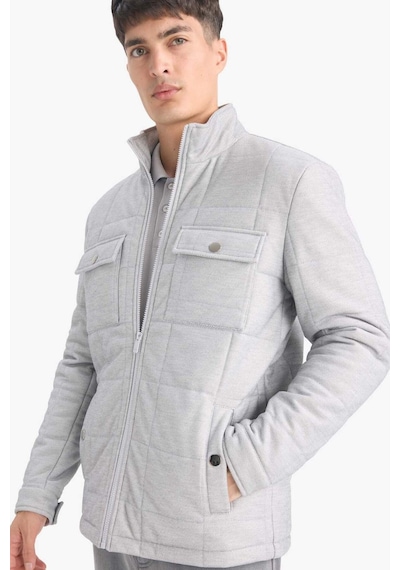 Defacto Slim Fit Dar Kesim Dik Yaka Astarlı Fermuarlı Cepli Kışlık Şişme Penye Mont E7888ax25augr221 Gri