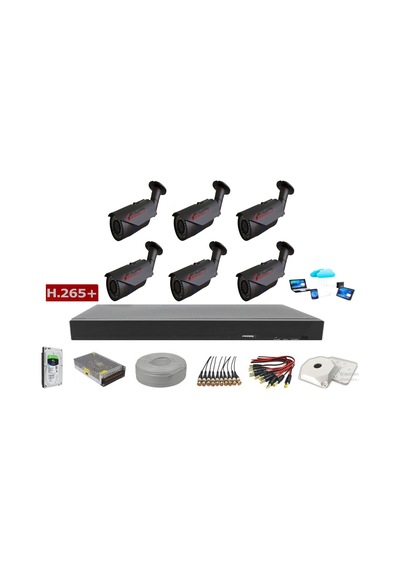 6'Lı 5Mp Sony Lens Ahd Full Paket Güvenlik Kamerası