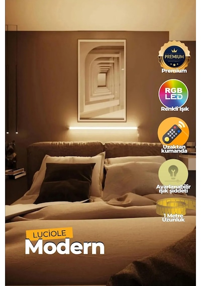 Led Abajur Aplik Gece Lambası Rgb Lambader 16 Renkli Uzaktan Kumandalı Işık 4 Animasyonlu Diğer