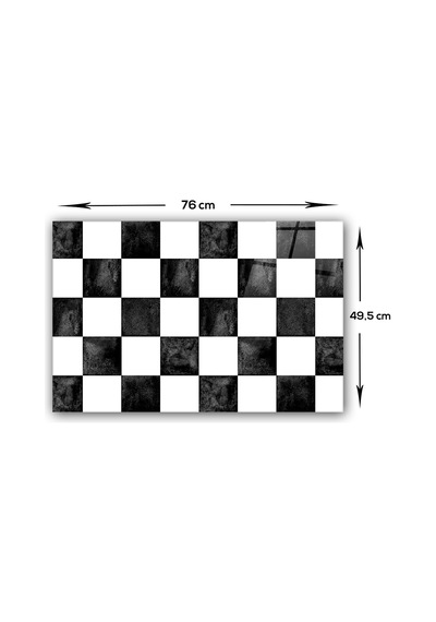 Decorita Cam Ocak Arkası Koruyucu | Damalı Desen | 49,5cm x 76cm