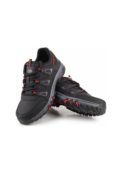 Erkek Outdoor Bağcıklı Kaymaz Taban Sneaker Ayakkabı Siyah - Kırmızı