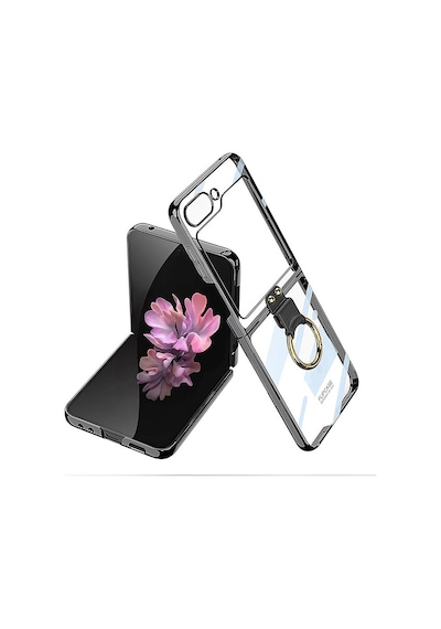 Galaxy Uyumlu Z Flip 6 Kılıf Zore Yüzüklü Kıpta Kapak Siyah