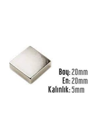 Neodyum Mıknatıs 20x20x5 Mm 5 Adet