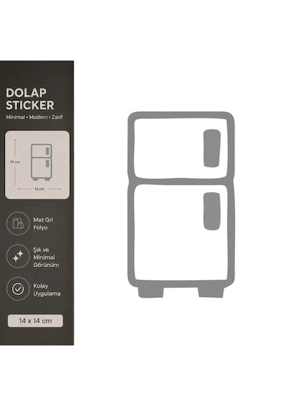 Buzdolabı Mat Gri Dekoratif Folyo Sticker 14x14 Cm