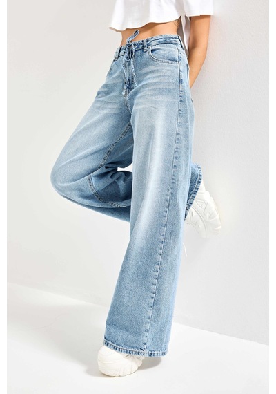 Itsbasic Kadın Kot Rengi 4s527 Süper Palazzo Fit Bağcıklı %100 Koton Denim Jean Mavi Itsbasic Kadın Kot Rengi 4s527 Süper Palazzo Fit Bağcıklı %100 Koton Denim Jean Mavi