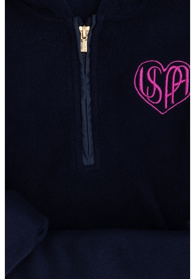 U.S. Polo Assn. Kız Çocuk Lacivert Yarım Fermuarlı Polar Sweatshirt 50296287-VR033