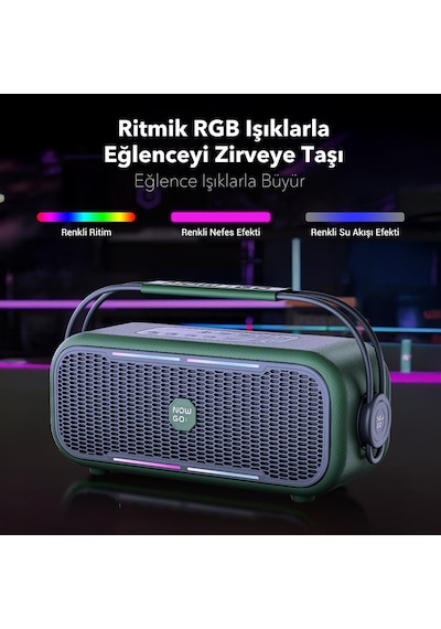 Nowgo C2 60w Taşınabilir Rgb Bluetooth Hoparlör Mikrofonlu Karaoke Parti Speaker Bej