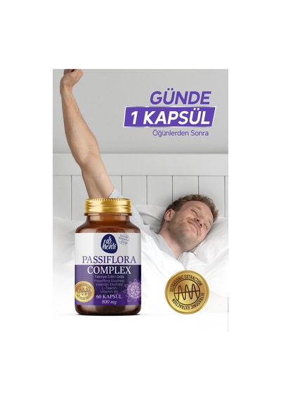 Dr. Henri Passiflora Complex Passiflora Valerian L-Teanin ve Vitamin B6 Bitkisel Takviye Edici Gıda 60 Kapsül