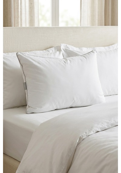 Ocean Home Textile Pamuklu Saten Biyeli Mikrojel Yastık 50 X 70 Cm Beyaz
