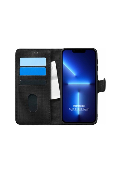 Microsonic Apple Uyumlu iPhone  13 Pro Kılıf Fabric Book Wallet