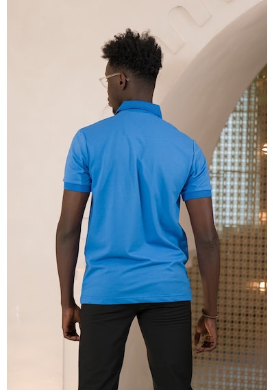 Paul Martin Örme Polo Yaka Regular Fit Pamuklu Ve Likralı T-shirt Sax