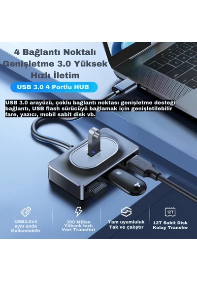 Coofbe Jasoz 30cm 4in1 Type-c To Usb Çoğaltıcı Hub Type-c To 4x Usb3.0 Mouse Yazıcı Klavye Okuyucu