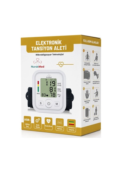 Nursemed Bk-320 Tansiyon Aleti 9.6x11.5x5.9cm Dijital Konuşan Usb Sarjlı Kol Tipi Ölçüm