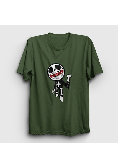 Presmono Unisex Bonesy Gorillaz T-shirt Haki