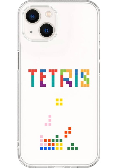 Apple Uyumlu iPhone 15 Şeffaf Kılıf 3 Tetris Tasarımlı