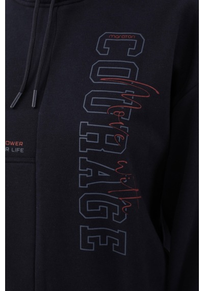 Maraton Sportswear Comfort Kadın Kapşonlu Uzun Kol Basic Lacivert Sweatshirt 21474-lacivert Lacivert