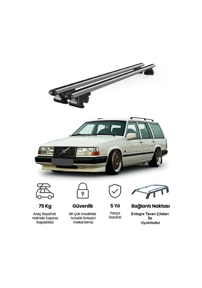 Venüs Volvo 940 Sw 1990-1999 Uyumlu Gri Ara Atkı Port Bagaj Tavan Barı