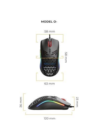 Glorious Model O Minus Gaming Mouse Glossy - Siyah