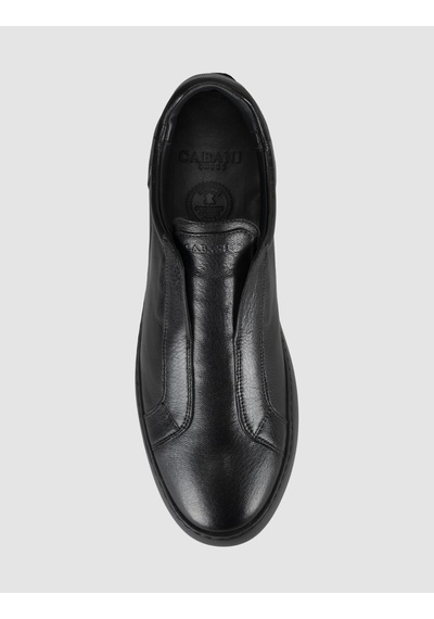 Cabani Hakiki Deri Siyah Bağcıksız Erkek Sneaker