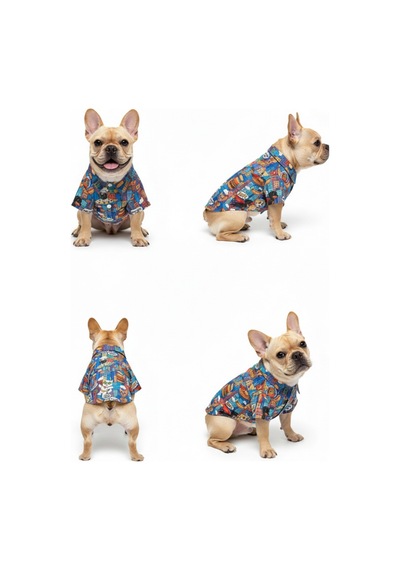 Süper Kahraman Pets Temalı Pop-art Yazlık Pet Gömleği