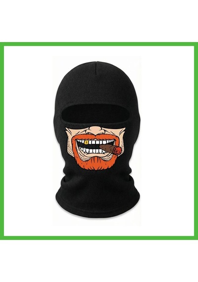 Vaveni Unisex Sakallı Puro Baskılı Balaklava 1 Adet Tek Beden Viskoz Kask İçi Outdoor Maske Renk: Siyah Beden: Standart Arz