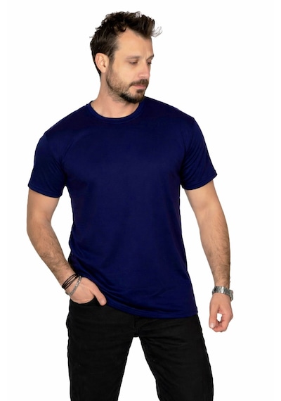 Maxi-dry Aşırı Terleme Önleyici Bisiklet Yaka Erkek Tişört, Çift Katmanlı, Islaklık Sızdırmaz, Nefes Alabilen Kumaş Koyu Lacivert