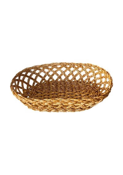 Plastik Rattan Ekmeklik, Ekmek Sepeti Oval Krem