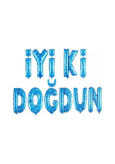 Mavi Puantiyeli İyiki Doğdun Folyo Doğum Günü Partisi Mavi Puant Karışık Renkli