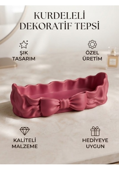 Kurdeleli Aksesuar Kutusu Ve Dekoratif Takı Çanağı Pembe