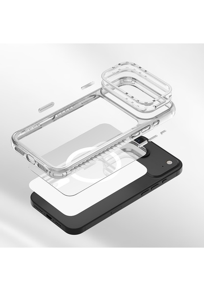 Apple Uyumlu iPhone 17 Air Kılıf M-safe Şarjlı Metal Kamera Çerçeveli Lenyes Ck221 Sert Pc Kapak Şeffaf Şeffaf