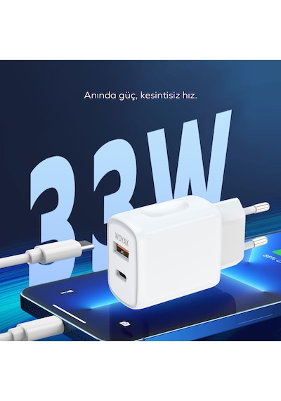 Woyax Hızlı Şarj Aleti 33w Type-c Kablo Beyaz Android / Apple Uyumlu iPhone / Tablet ' Beyaz