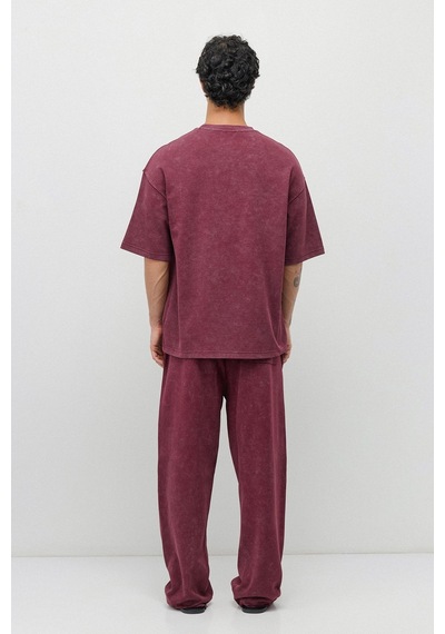 Oversize Baskılı Eşofman Takım Bordo