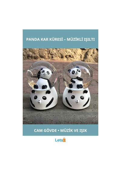 Müzikli Işıklı Büyük Boy Panda Kar Küresi 1 Adet