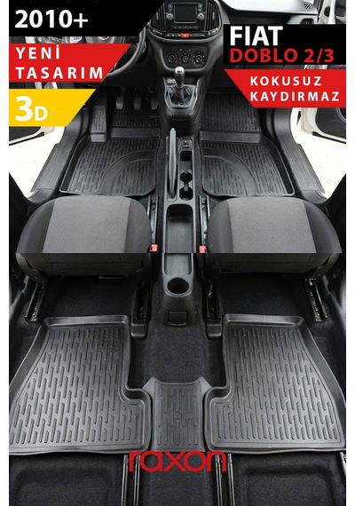 Fiat Doblo 2010+ 2-3 3d Havuzlu Paspas Tam Uyumlu Su Geçirmez, Kaymaz