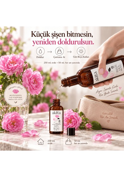 Akita Doğal Yağı Alınmamış Gül Suyu Seti 300 ML