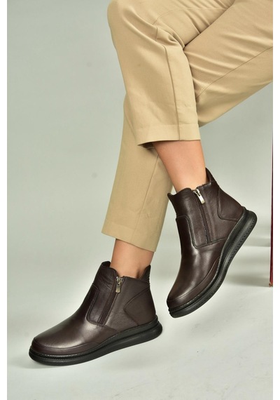 Fox Shoes V555070903 Kahverengi Hakiki Deri Kadın Bot Kahverengi-hakiki Deri