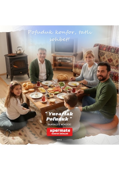 Pofuduk Yuvarlak Sandalye Minderi Mutfak, Balkon, Bahçe Dekoratif Oturma Minderi Yumuşak Dolgu Mavi