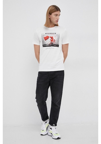 Jack & Jones Jack Jones Erkek T-shırt 12198772-dancer Beyaz