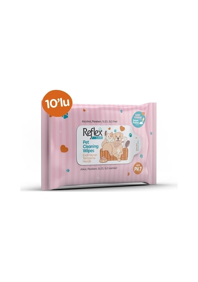 Reflex Care Evcil Hayvanlar İçin Çok Amaçlı Hijyenik Temizleme Mendili 10'lu