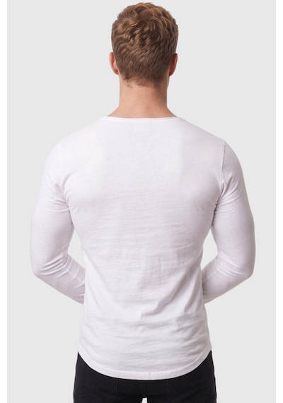 Rizzup Erkek Beyaz %95 Pamuk Slim Fit Kesik Açık Yaka Likralı Penye Sweatshirt Oval Kesim 2602299