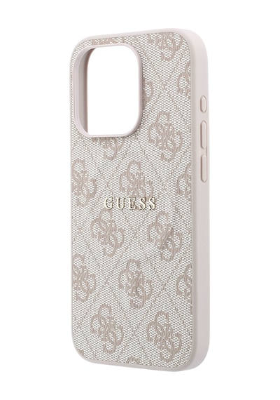 İphone 15 Pro Uyumlu Kılıf Guess Lisanslı M-safe Kabartmalı 4g Desenli Yazı Logolu Kapak Pembe