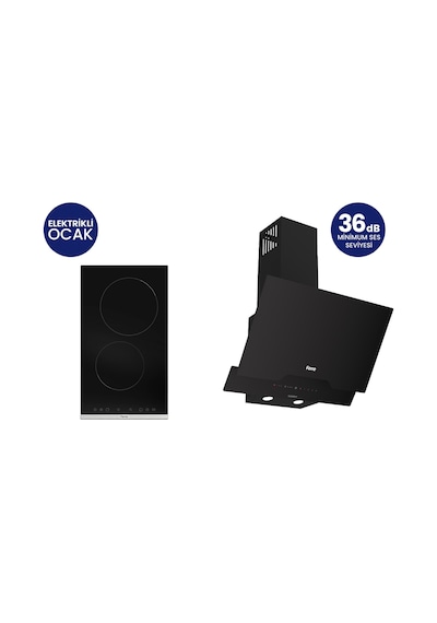 Ferre ES231+D063-SA Elektrikli Vitroseramik 2'li Ankastre Set Siyah