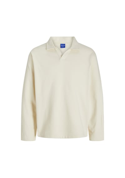 Jack & Jones Erkek Açik Yaka Sweatshirt - Lucca - 12276596 Antique White