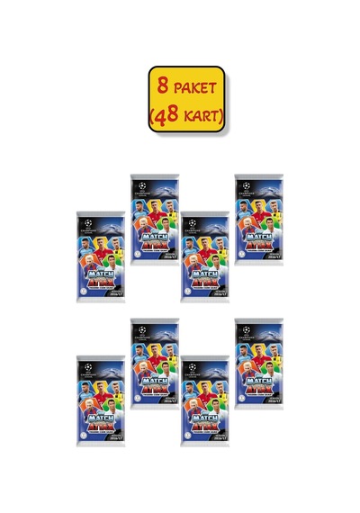 8 Paket 48 Kart Uefa Şampiyonlar Ligi 16/17 Match Attax Futbolcu Kartları