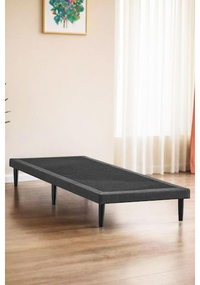 Niron Slim Karyola 90x200 Tek Kişilik Baza, Metal İskeletli Yüksek Ayaklı Koyu Gri Keten Kumaşlı Niron Slim Karyola 90x200 Tek Kişilik Baza, Metal İskeletli Yüksek Ayaklı Koyu Gri Keten Kumaşlı