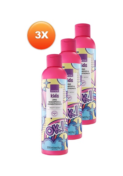 Avon Kids Ok 2'si 1 Arada Meyve Kokulu Şampuan Ve Saç Kremi 3 x 200 ML