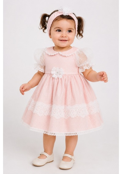 Babyhola Dantel Detay Özel Tasarım Kız Bebek Çocuk Abiye Elbise Saç Bandı Mevlüt Doğum Günü Set 7029 Pudra Babyhola Dantel Detay Özel Tasarım Kız Bebek Çocuk Abiye Elbise Saç Bandı Mevlüt Doğum Günü Set 7029 Pudra