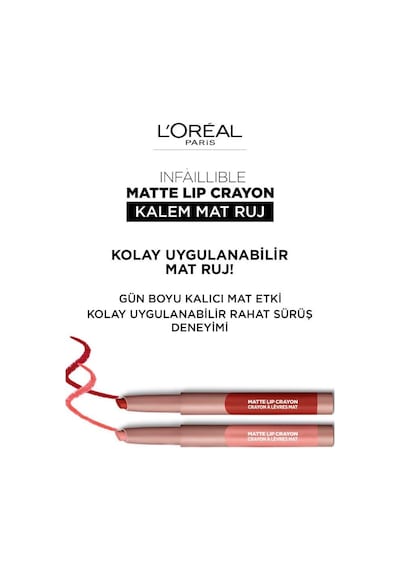 L'Oreal Paris Infaillible Matte Lip Crayon Mat Kalem Ruj 106 Mon Cinnamom