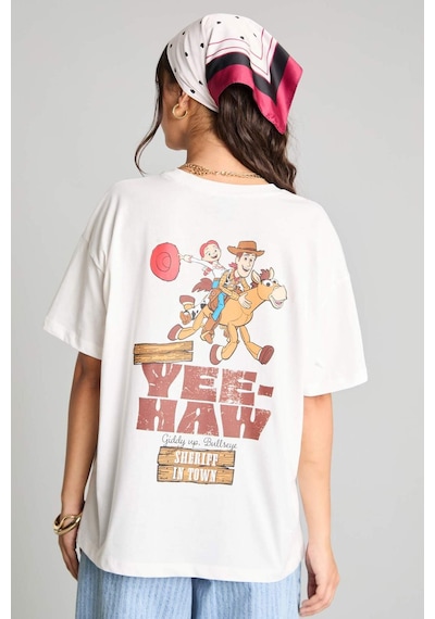 Defacto Toy Story Lisanslı Oversıze Bisiklet Yaka Sırt Baskılı Ribana Kısa Kollu Ecru Tişört H6819ax26smer103 Ekru-er103