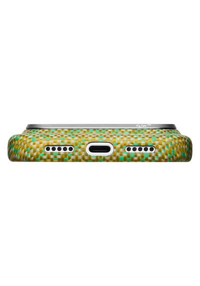Apple Uyumlu Apple iPhone 18 Pro Max Kılıf M-safe Özellikli Aramid Karbon Fiber Pitaka Wind Over Wheat Kapak Sarı-yeşil Sarı - Yeşil